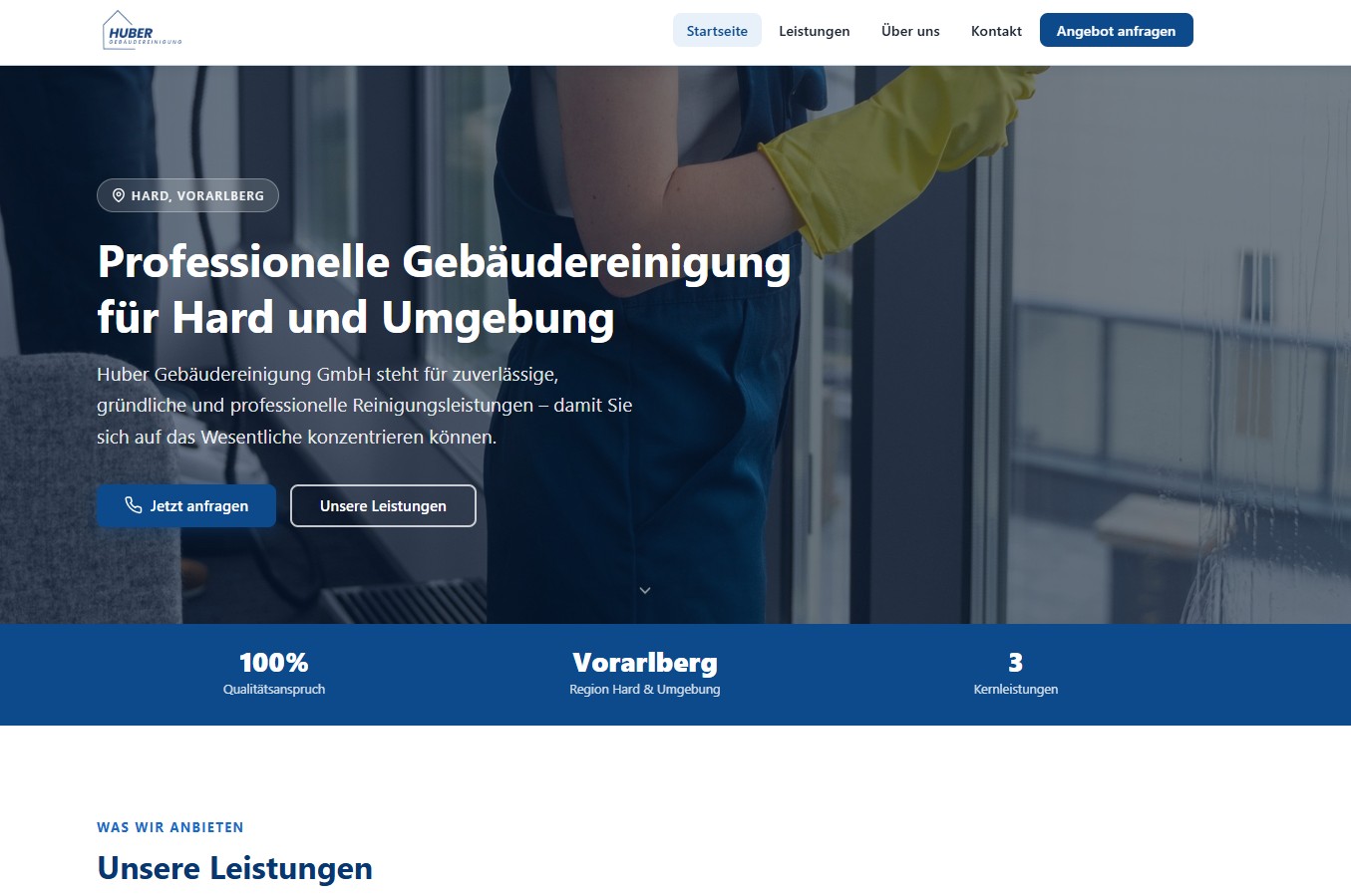 Huber Gebäudereinigung Website Nachher
